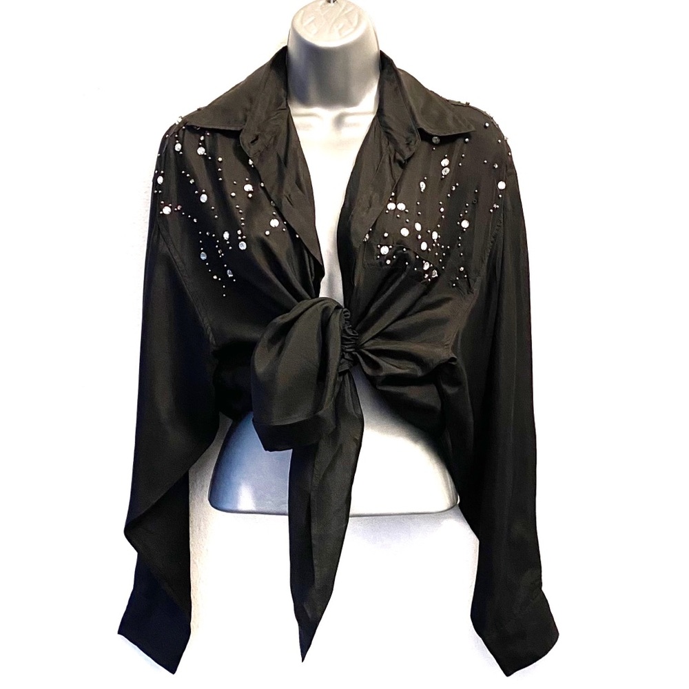 Vintage Black Oversized Button Down Shirt Size Large